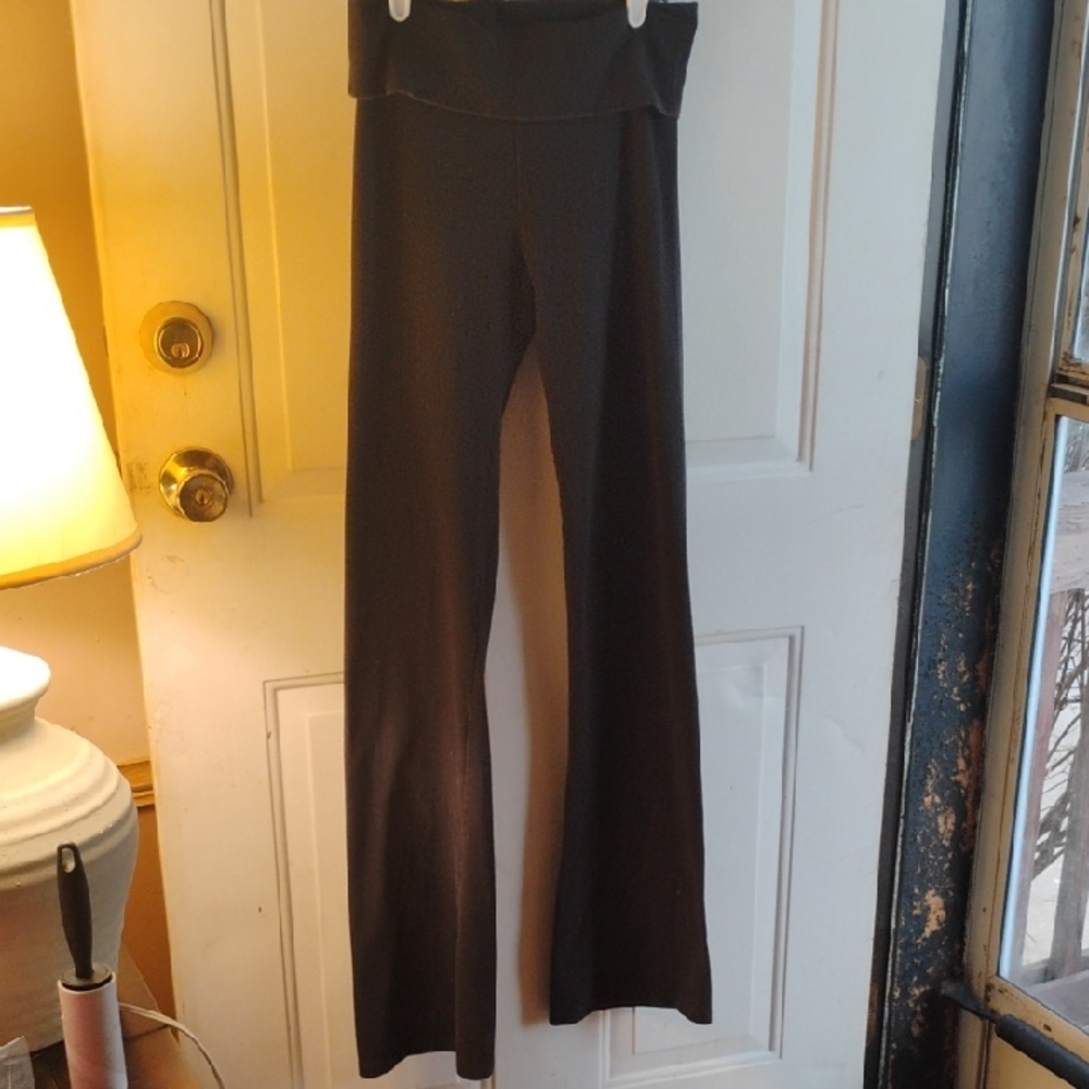Victoria's Secret Black Wide-Leg Fold-Over Y2K Yoga Pants. Silver Bling And Back